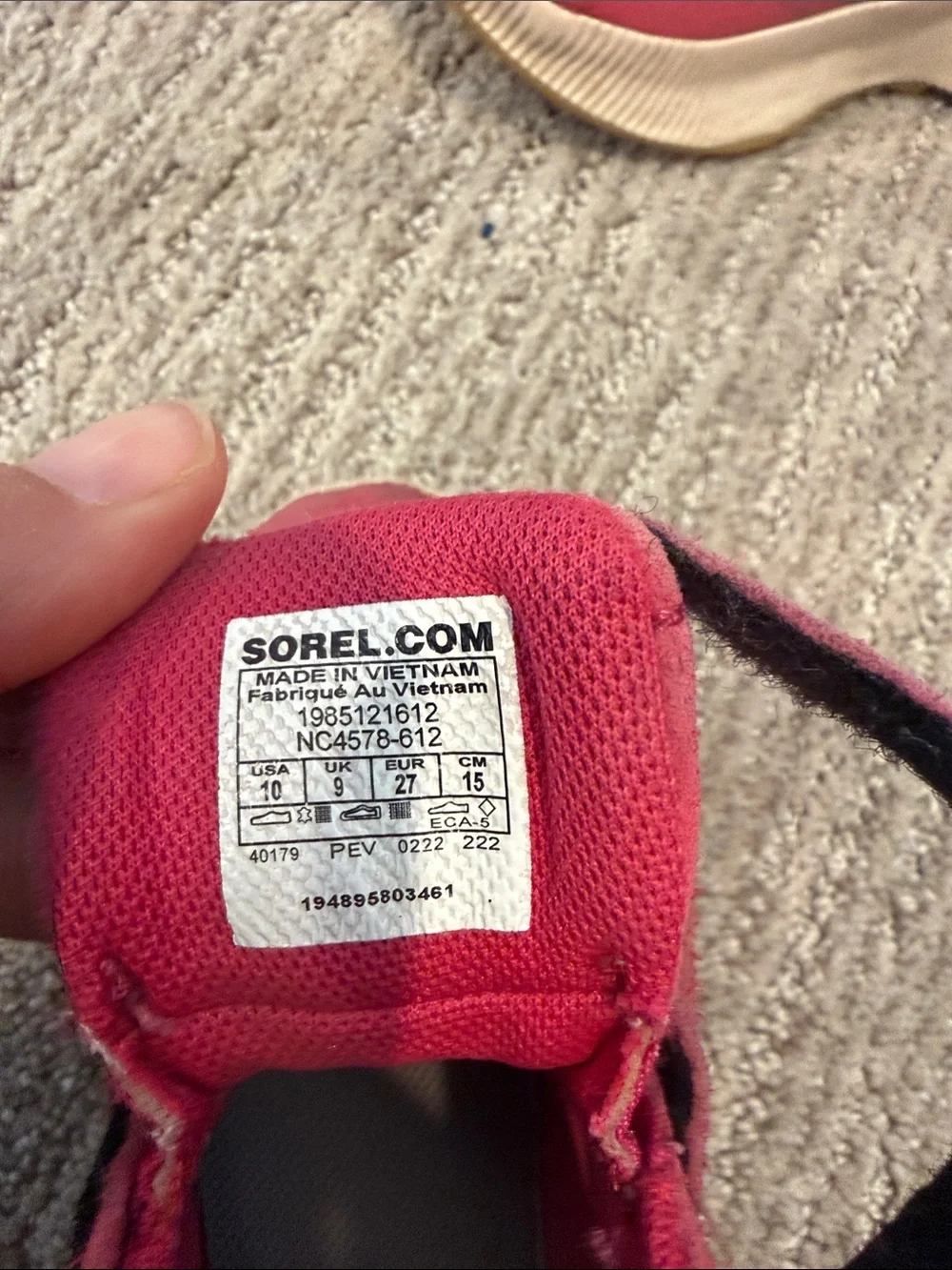 Sorel Kids Red-Pink Hook-and-Loop High-Top Boots Size 10